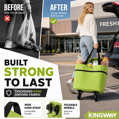 🛒 2-in-1 Folding Shopping Cart – Portable & Lightweight