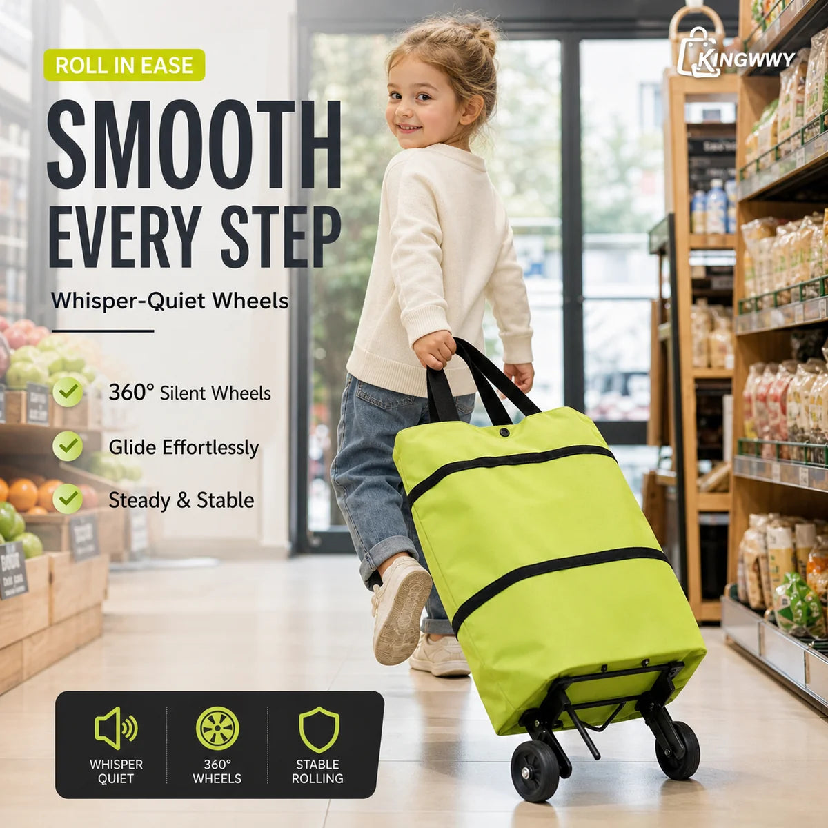 🛒 2-in-1 Folding Shopping Cart – Portable & Lightweight