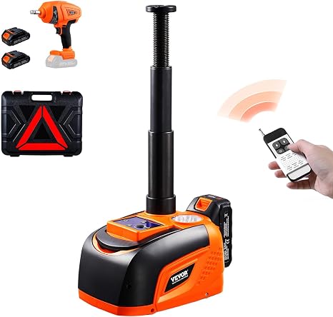 🚘Electric Car Jack Kit with Safety Protection, Impact Wrench, LED Light & Remote Control