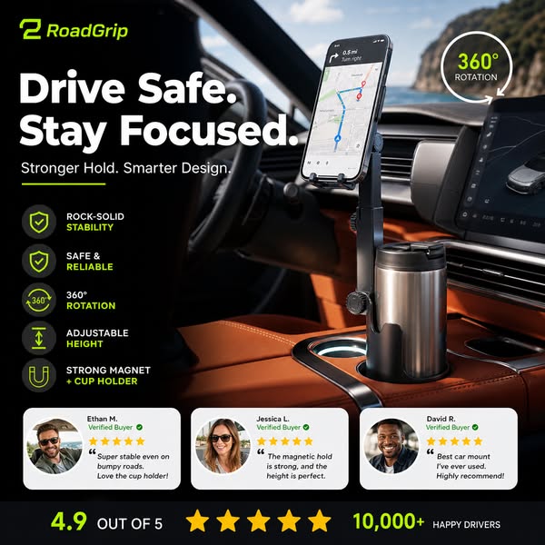 📱 360° Magnetic Car Phone Mount – Strong & Secure Hold