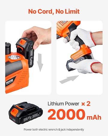 🚘Electric Car Jack Kit with Safety Protection, Impact Wrench, LED Light & Remote Control