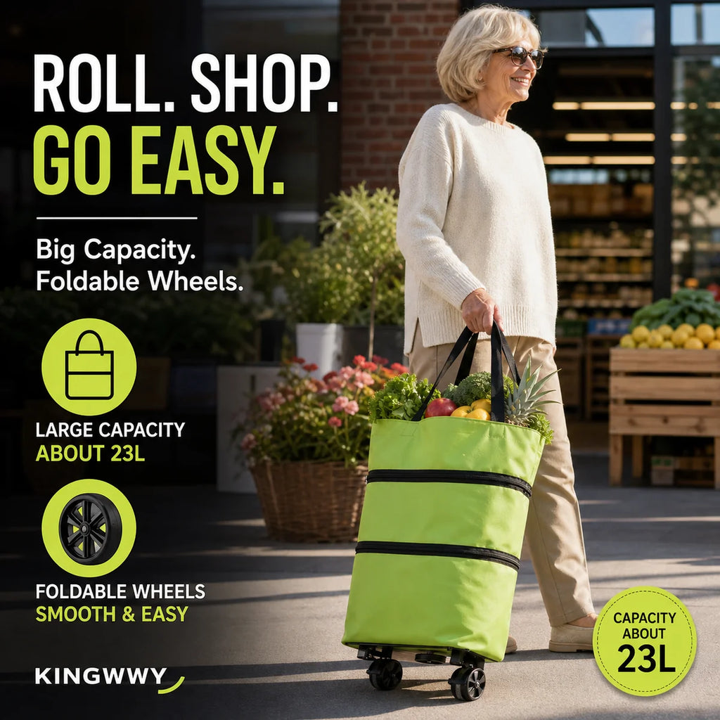 🛒 2-in-1 Folding Shopping Cart – Portable & Lightweight