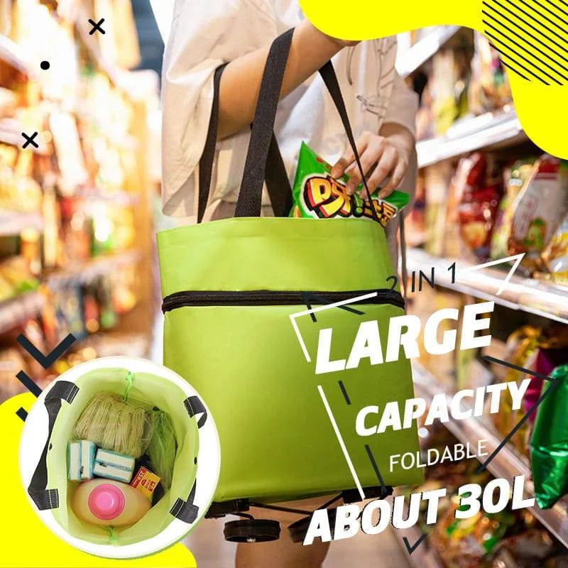 🛒 2-in-1 Folding Shopping Cart – Portable & Lightweight